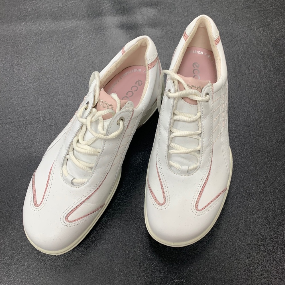 Ecco White And Pink Sneaker Size 38
